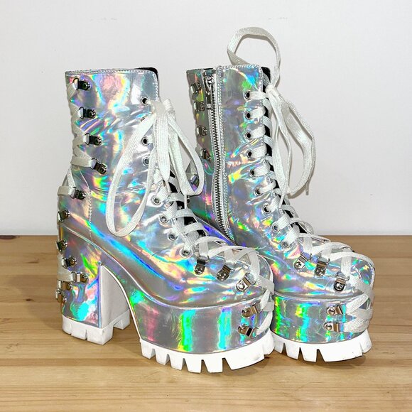 Dolls Kill X Club Exx Corset Platform Boots - Picture 1 of 6